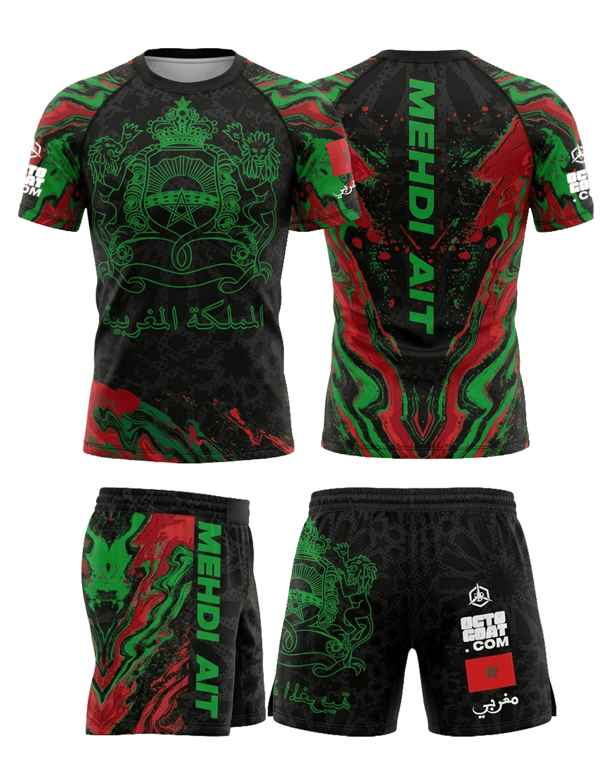 Ensemble MMA Personnalisé "MAROC" - Nom + Drapeau | OCTOGOAT