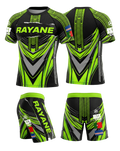Ensemble MMA personnalisé OCTOGOAT — kit rashguard et short 
assortis collection TURBO sublimation pleine surface avec nom 
et drapeau sur-mesure