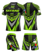 Ensemble MMA personnalisé OCTOGOAT — kit rashguard et short 
assortis collection TURBO sublimation pleine surface avec nom 
et drapeau sur-mesure