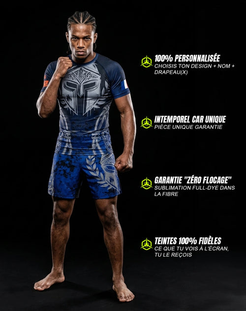 Short MMA Personnalisé "SPARTAN" - Nom + Drapeau | OCTOGOAT