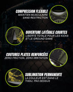 Caractéristiques techniques rashguard MMA OCTOGOAT — compression flexible, coutures plates renforcées, sublimation permanente, ouverture latérale courte pour kicks et ground game