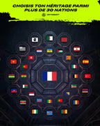 Choisis ton héritage parmi plus de 30 nations — rashguard et short MMA personnalisés avec le drapeau de ton pays, OCTOGOAT pièce unique
